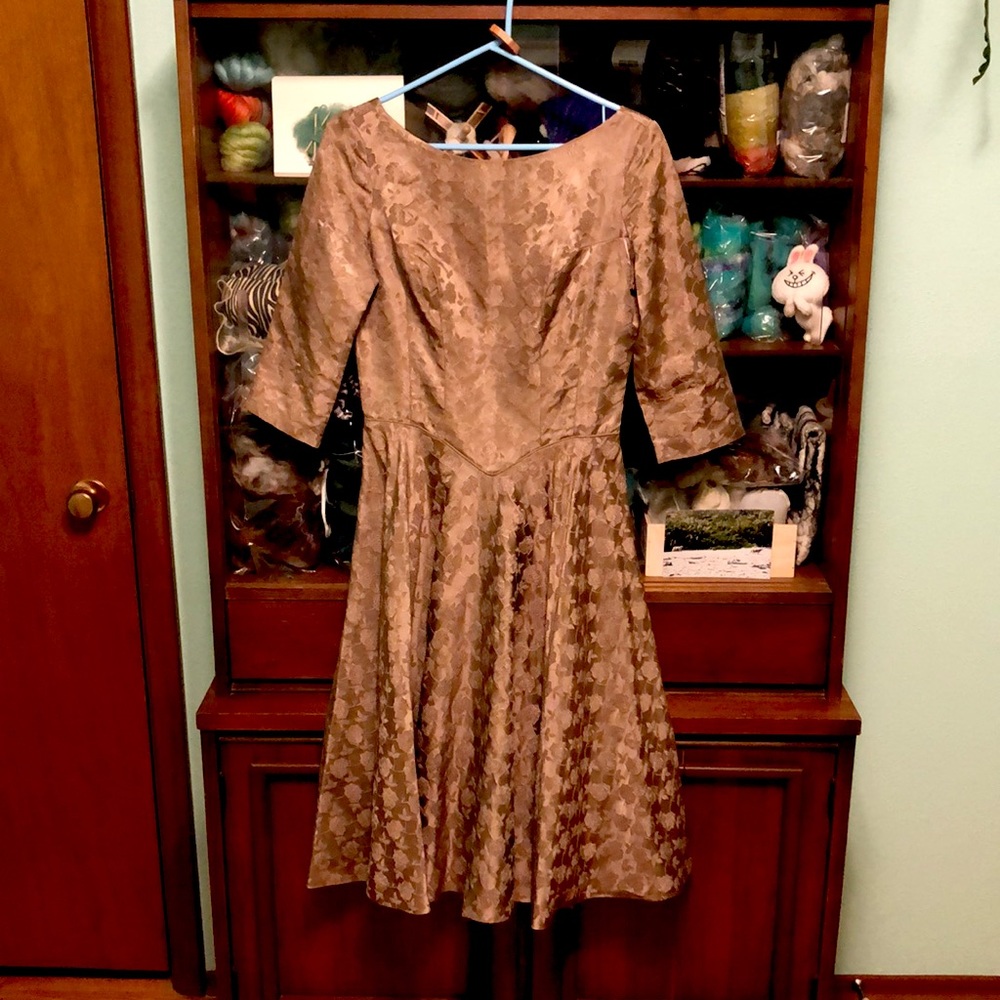50s Vintage Cocktail Dress Taupe S